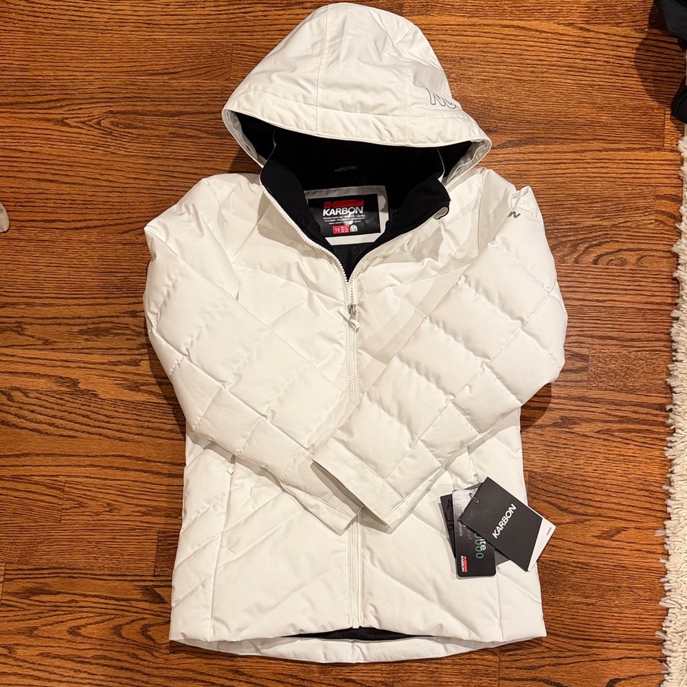 Karbon Kids White ski Jacket size girls 12